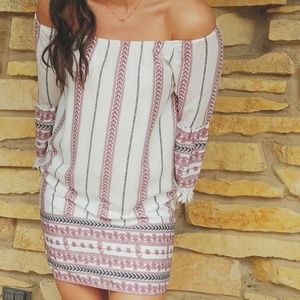 Off Shoulder, Boho Mini Dress